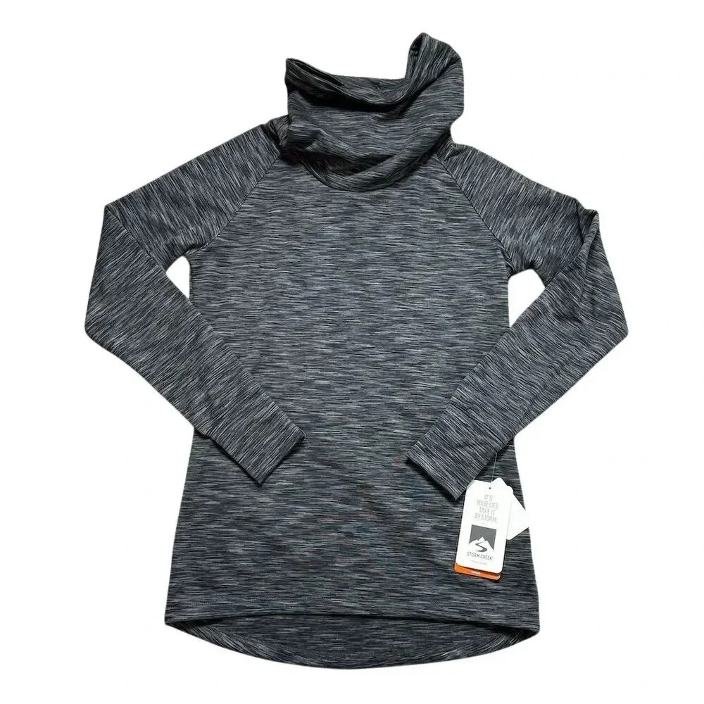 Storm Creek Women's Gray Turtleneck Long Sleeve XS Solid Casual Fall Thumbholes